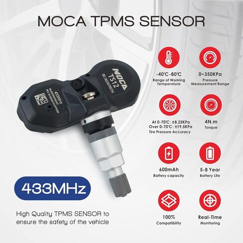 MOCA TPMS Sensor Fit 08-09 for Mini Cooper, 06-10 for BMW 550i/ 650i/ 750i/ 750li/ 760li/ Z4/ X3/ X5/ M5/ M6, 08-10 for BMW 128i, 07-09 for BMW 335i Tire Pressure Sensor 433MHz in Saudi Arabia