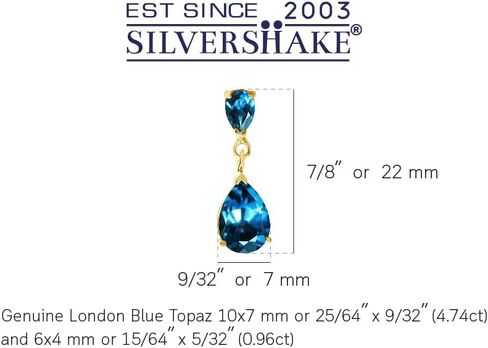 Silvershake 10X7mm Genuine Pear Shape Gemstones White Gold Plated or Yellow Gold Plated 925 Sterling Silver Drop Dangle Post Earrings Jewelry for Women Business Attire in Saudi Arabia