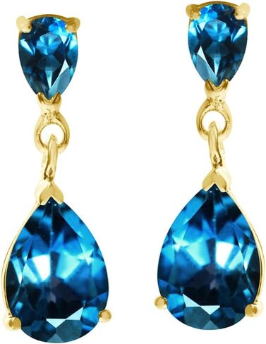 Silvershake 10X7mm Genuine Pear Shape Gemstones White Gold Plated or Yellow Gold Plated 925 Sterling Silver Drop Dangle Post Earrings Jewelry for Women Business Attire in Saudi Arabia