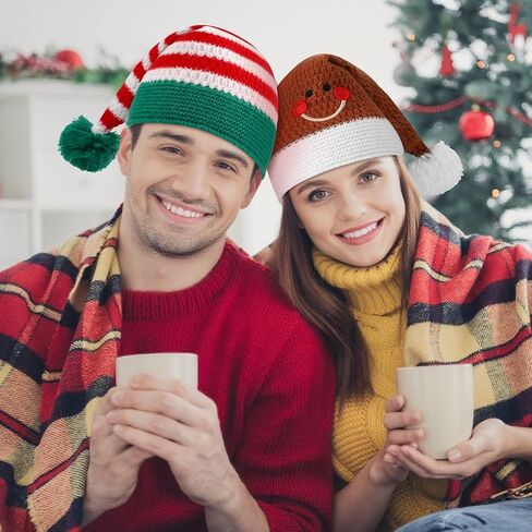 6 قطعة عيد الميلاد محبوك قبعة عيد الميلاد سانتا قبعة صغيرة السائبة الكروشيه قبعة متماسكة مجموعة لعيد الميلاد حفلة الكبار النساء الرجال in Saudi Arabia