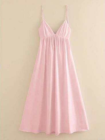 Women's Dress V Neck Backless Spaghetti Strap Maxi Dress for Women Flowy Boho Casual Sundress in Saudi Arabia