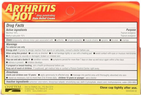 Arthritis Hot Penetrating Pain Relief Creme 3 oz., Fast Acting Creme With Menthol 10% (Pack of 6) in Saudi Arabia