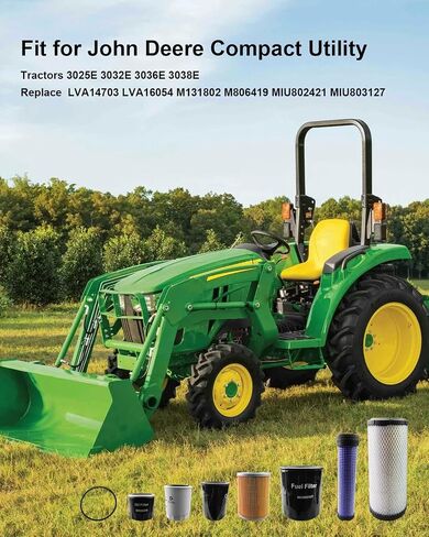 طقم فلتر هواء زيت محرك ناقل الحركة استبدال LVA21037، مناسب لجرارات John Deere المدمجة 3025E 3032E 3036E 3038E in Saudi Arabia