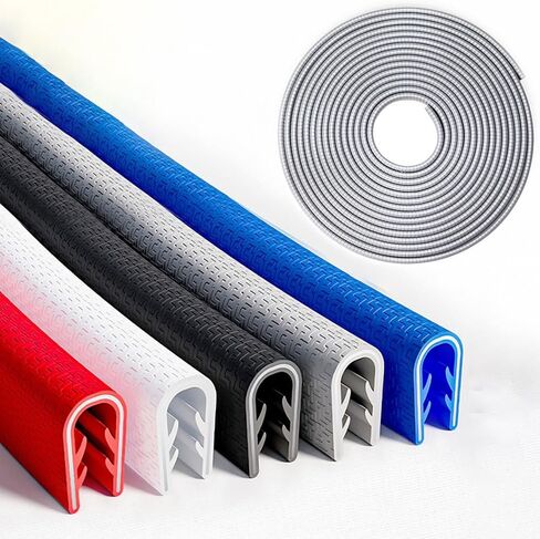 U Shape Car Door Edge Protector Guard, Rubber Edge Trim, 16.5ft Bumper Guard Strip, Metal Edge Protector with Embedded Metal Clips(Red) in Saudi Arabia