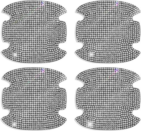 4Pcs Crystal Diamond Car Door Bowl Rhinestone Stickers, Bling Rhinestone Car Door Scratch Protector, Universal for Most Car (White) in Saudi Arabia