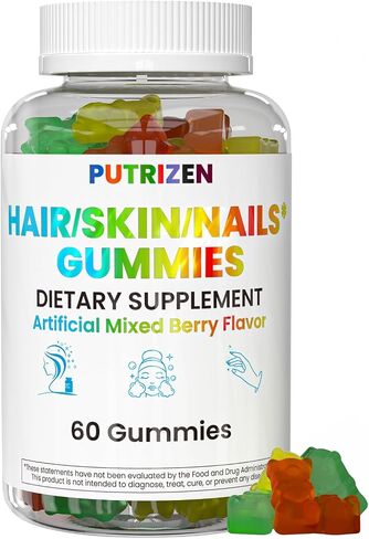 Hair Skin and Nails Gummies, Vegan 5000mcg Biotin Vitamins for Women & Men – Supports Hair Growth, Nail Strength & Skin Health – Non-GMO, 60 Gummies in Saudi Arabia