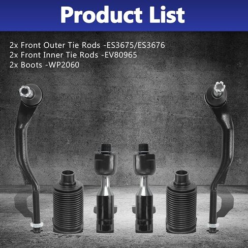 Tie Rod, Replacement For Steering Inner Outer Tie Rod Boot Kit Compatible With 2003-2009 Chevrolet Trailblazer, 2003-2009 GMC ENVOY - 6 Pcs in Saudi Arabia