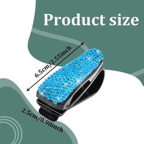 2PCS Bling Sunglasses Holder for Car Sun Visor, Crystal Rhinestones Eyeglasses Hanger Mount with Ticket Card Clip, Universal Vehicle Visor Decor Accessories for Women in Saudi Arabia