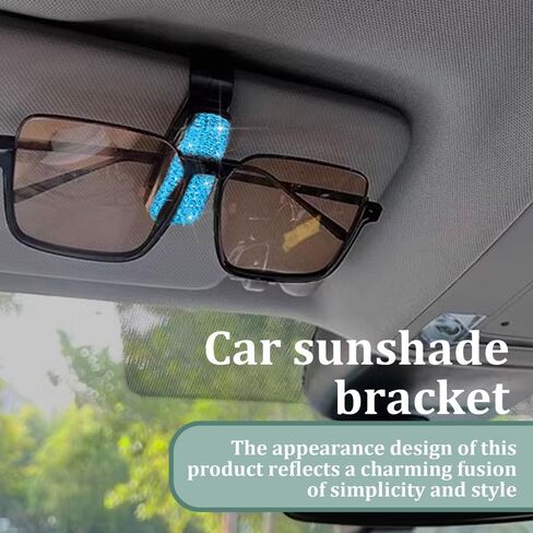 2PCS Bling Sunglasses Holder for Car Sun Visor, Crystal Rhinestones Eyeglasses Hanger Mount with Ticket Card Clip, Universal Vehicle Visor Decor Accessories for Women in Saudi Arabia