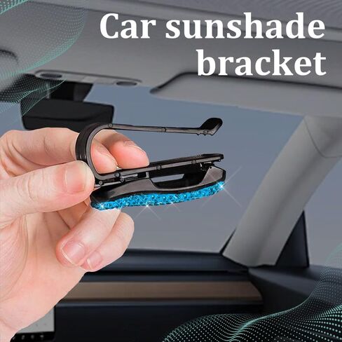 2PCS Bling Sunglasses Holder for Car Sun Visor, Crystal Rhinestones Eyeglasses Hanger Mount with Ticket Card Clip, Universal Vehicle Visor Decor Accessories for Women in Saudi Arabia