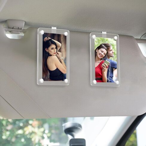 1 Pcs Car Sun Visor Photo Holder, Universal Magnetic Photo Clip, Double Sided Acrylic Fridge Magnetic Frame Clear Magnet Picture Frame, 2.36 x 3.54 Inch in Saudi Arabia