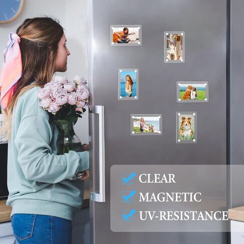 1 Pcs Car Sun Visor Photo Holder, Universal Magnetic Photo Clip, Double Sided Acrylic Fridge Magnetic Frame Clear Magnet Picture Frame, 2.36 x 3.54 Inch in Saudi Arabia