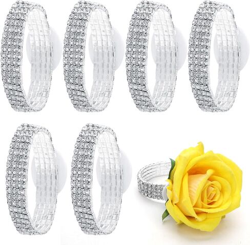 6pcs Wrist Corsage Bracelets, Rhinestone Wrist Corsage Band Elastic Bridesmaid Stretch Rhinestone Wristband DIY Corsage Kit Boutonniere Supplies for Wedding Bride Gift Birthday Prom Flowers in Saudi Arabia