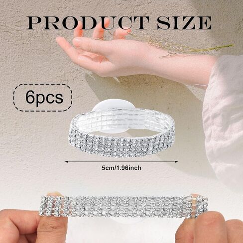 6pcs Wrist Corsage Bracelets, Rhinestone Wrist Corsage Band Elastic Bridesmaid Stretch Rhinestone Wristband DIY Corsage Kit Boutonniere Supplies for Wedding Bride Gift Birthday Prom Flowers in Saudi Arabia