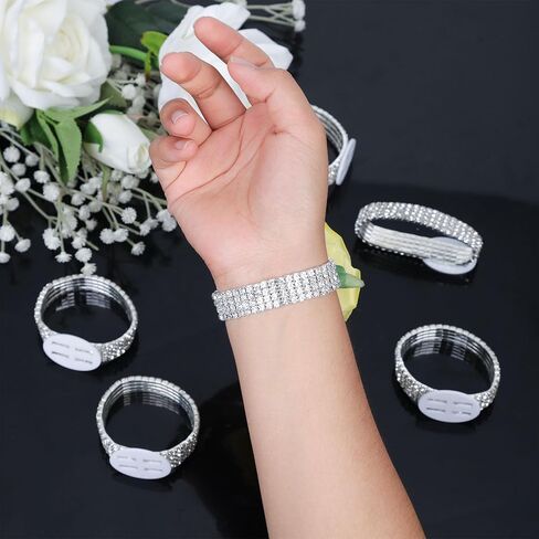 6pcs Wrist Corsage Bracelets, Rhinestone Wrist Corsage Band Elastic Bridesmaid Stretch Rhinestone Wristband DIY Corsage Kit Boutonniere Supplies for Wedding Bride Gift Birthday Prom Flowers in Saudi Arabia