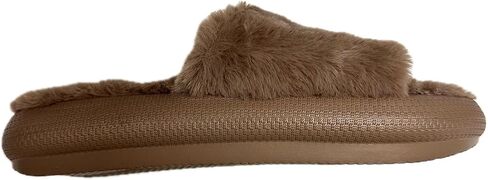 32 Degrees Women's Plush Cushion Slide | Slip-On | Pillow-Like Comfort | Lightweight | Plush Faux Fur, Brown, Large in Saudi Arabia