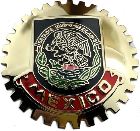 Generic Gold Mexico Flag Golden Grill Badge Golden Mexican Emblem for Trucks and Cars, Stainless Steel in Saudi Arabia