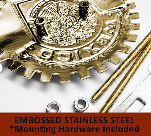 Generic Gold Mexico Flag Golden Grill Badge Golden Mexican Emblem for Trucks and Cars, Stainless Steel in Saudi Arabia