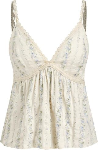 CIDER Women's Floral Cami Tops Summer V Neck Tank Top Cute Sleeveless Spaghetti Strap Camisoles in Saudi Arabia