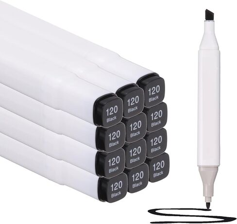 PATIKIL Dual Tip Alcohol Art Markers, 12 Pcs White Barrel Alcohol Markers with Brush Tip and Fine Tip for Illustration Artist Adult Coloring Drawing Permanent Sketching, Sky Blue in Saudi Arabia