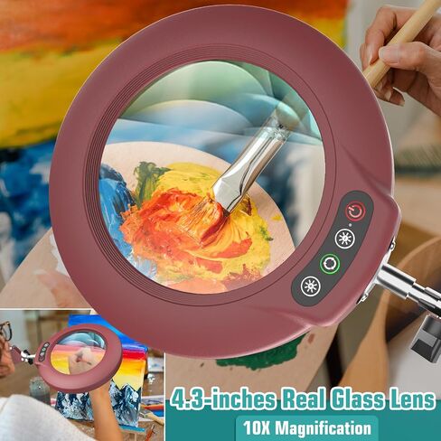 10X Magnifying Floor Lamp with Light and Stand, 3-in-1 Adjustable Swivel Arm LED Magnifier, Black in Kuwait