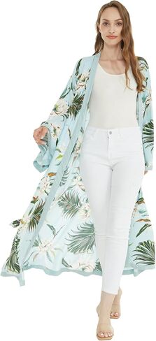 Matchable Couple Hawaiian Luau Shirt or Maxi Kimono in Wispy Cereus Light Blue in Saudi Arabia