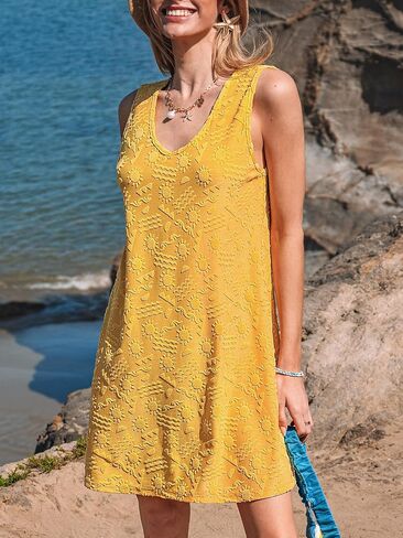 CUPSHE Women Swimsuit Cover Ups Sleeveless Towelling Knit Beach Coverup Dress in Saudi Arabia