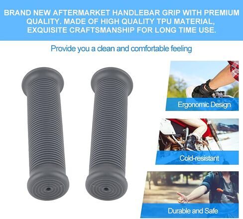 Akozon Handle Grip Pair of 1inch 25mm/1.1inch 28mm Universal Motorcycle Non Slip Stripe Vintage TPU Handle Handlebar Grip Fit for Most of Motorcycles (Dark Grey) in Saudi Arabia