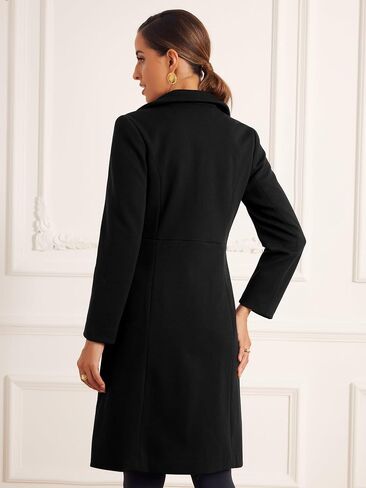 Allegra K Winter Trench Coat for Women Overcoat Peter Pan Collar Single Breasted Long Pea Coat in Saudi Arabia