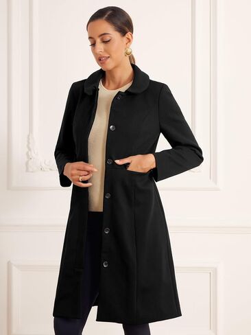 Allegra K Winter Trench Coat for Women Overcoat Peter Pan Collar Single Breasted Long Pea Coat in Saudi Arabia