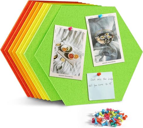 Bulletin Board Large Felt Pin Board 12", 8 Pack Felt Board Tiles 20 Push Pins Alternative to Cork Board for Wall Damage-Free, Decorative Notice Board Memo Board for Home Office School in Kuwait