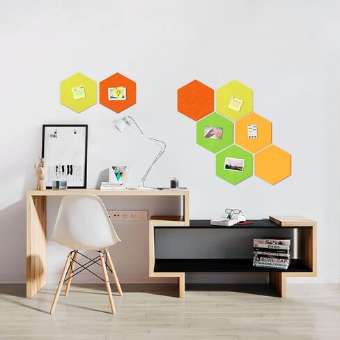 Bulletin Board Large Felt Pin Board 12", 8 Pack Felt Board Tiles 20 Push Pins Alternative to Cork Board for Wall Damage-Free, Decorative Notice Board Memo Board for Home Office School in Kuwait