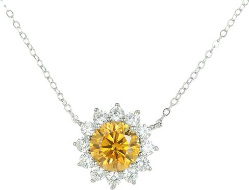 14K Gold Colorful Sunflower Necklace for Women with 1ct Shiny VVS1 Diamond Pendant, Timeless Elegance for Formal Events, Option for Gifting to Your Special Someone in Kuwait