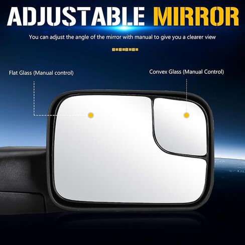 Towing Mirrors Compatible with Dodge for Ram 1500 1994-2001 for Ram 2500 3500 1994-2002 Pickup Truck with Manual Folding Flip Up Set of 2 in Saudi Arabia