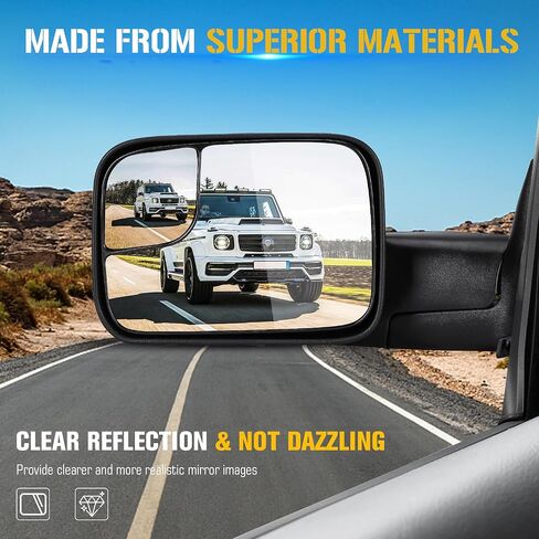 Towing Mirrors Compatible with Dodge for Ram 1500 1994-2001 for Ram 2500 3500 1994-2002 Pickup Truck with Manual Folding Flip Up Set of 2 in Saudi Arabia