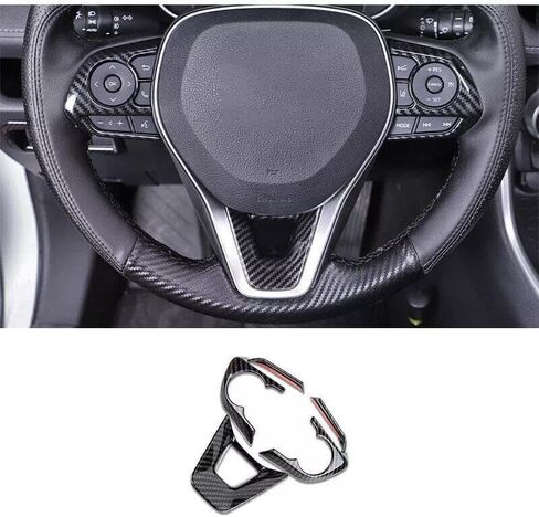 3pcs/Set Carbon Fiber Style Accessories Steering Wheel Control Buttons Decoration Frame Cover Trim for Toyota RAV4 2019-2025 & Corolla 2020-2024 in Saudi Arabia