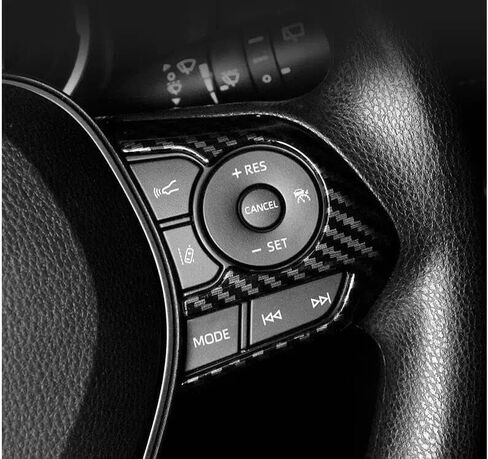 3pcs/Set Carbon Fiber Style Accessories Steering Wheel Control Buttons Decoration Frame Cover Trim for Toyota RAV4 2019-2025 & Corolla 2020-2024 in Saudi Arabia
