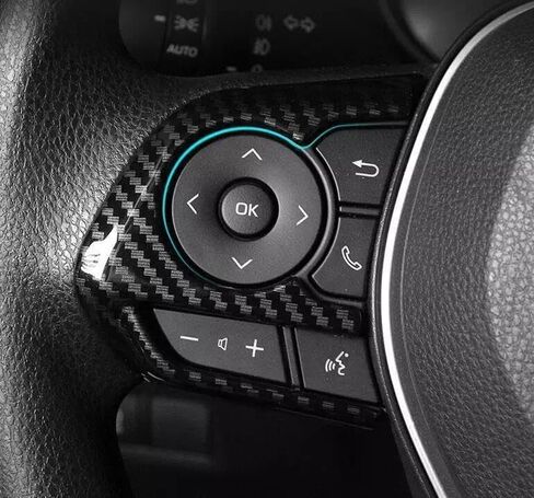 3pcs/Set Carbon Fiber Style Accessories Steering Wheel Control Buttons Decoration Frame Cover Trim for Toyota RAV4 2019-2025 & Corolla 2020-2024 in Saudi Arabia