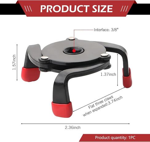 Oil Filter Wrench, 3/8" Drive 3 Jaw Oil Filter Wrench, Universal Oil Filter Removal Tool (Black) in Saudi Arabia