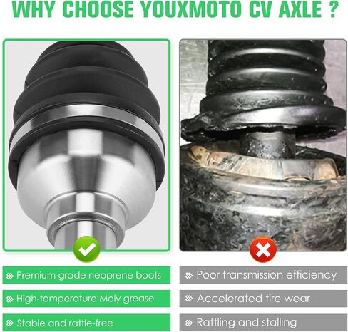 Youxmoto 2 Rear CV Axles & Wheel Bearings Kit Fit for Yamaha Rhino 450 2006 2007 2008 2009, for Rhino 660 2006 2007, 4340 Chromoly Steel, Left+Right CV Axle Drive Half Shaft in Saudi Arabia