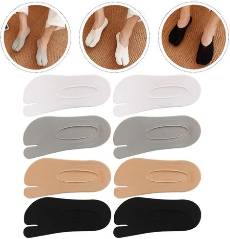 VALICLUD Split Toe Socks Flip Comfortable Summer Socks Flop Socks Tabi Split Toe Socks Elastic Anti Slip Socks No Show Sandal Sock Breathable for Women Men 4 Pairs in Saudi Arabia