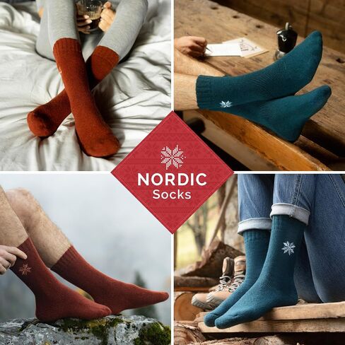جوارب NORDIC، زوجان، صوف ميرينو ممتاز 70%، جوارب حرارية للرجال والنساء، جوارب شتوية، جوارب دافئة in Kuwait