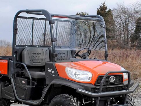 SuperATV Scratch Resistant Full Windshield for 2014+ Kubota Diesel RTV X900 / X1100C / X1120 / X1140 | 1/4" Thick Polycarbonate | 250 Times Stronger than Glass | Includes Pre-installed Bulb Seal in Saudi Arabia