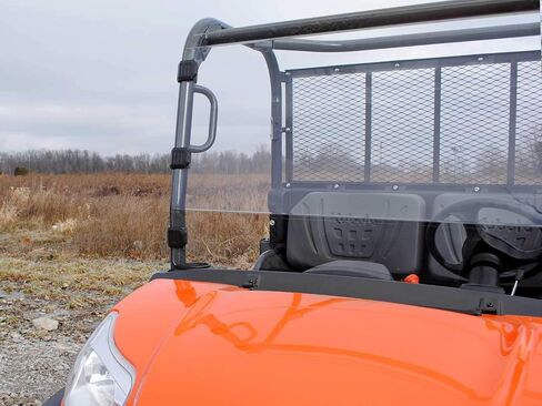 SuperATV Scratch Resistant Full Windshield for 2014+ Kubota Diesel RTV X900 / X1100C / X1120 / X1140 | 1/4" Thick Polycarbonate | 250 Times Stronger than Glass | Includes Pre-installed Bulb Seal in Saudi Arabia