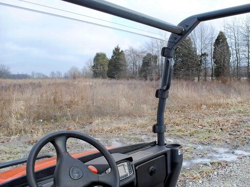 SuperATV Scratch Resistant Full Windshield for 2014+ Kubota Diesel RTV X900 / X1100C / X1120 / X1140 | 1/4" Thick Polycarbonate | 250 Times Stronger than Glass | Includes Pre-installed Bulb Seal in Saudi Arabia
