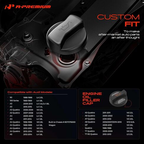 A-Premium Engine Oil Filler Cap Oil Cap Compatible with Volkswagen Jetta, Passat, Golf, Tiguan, Beetle, CC, Touareg, Eos, Atlas Cross Sport, Rabbit, Scirocco & Audi A4 A5 A6 A3 A7 A8 TT RS Quattro, Q7 in Saudi Arabia