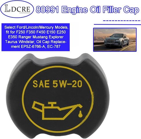 80991 Engine Oil Filler Cap Compatible with Select Ford/Lincoln/Mercury Models, fit for F250 F350 F450 E150 E250 E350 Ranger Mustang Explorer Taurus Windstar, Oil Cap Replacement EP5Z-6766-A, EC-787 in Saudi Arabia