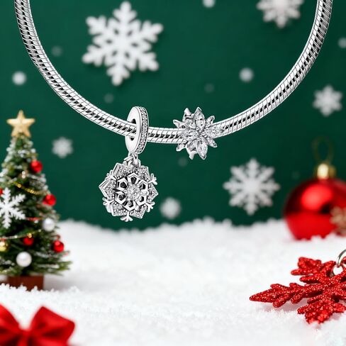 Christmas Tree Snowman Reindeer Snowflake Charms for Bracelets Dangle Charm for Women 925 Sterling Silver in Saudi Arabia