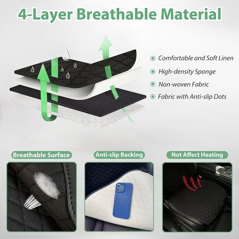 Linen Front Car Seat Covers Breathable Cloth Fabric Seat Protector Anti-Slip Design Universal Fit for Most Cars, SUV, Pick-up Trucks All Season Comfort (Apricot, 2 Pack) in Kuwait