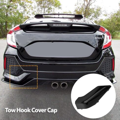 Rear Bumper Tow Hook Cover Cap, Fit for Honda Civic Hatchback 2017 2018 2019 2020 2021, Replace# 71506-TGG-A00 (Crystal Black Pearl) in Saudi Arabia